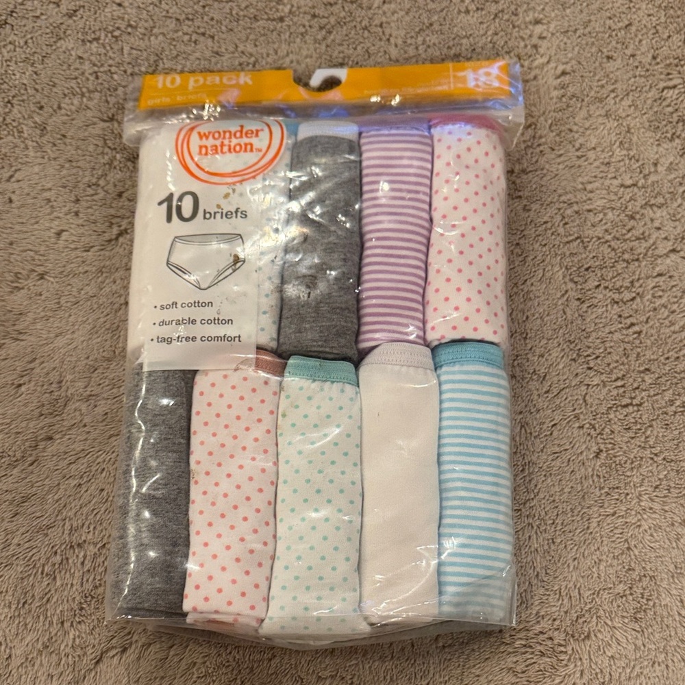 Wonder Nation Girls' Briefs 10-Pack - Assorted Colors